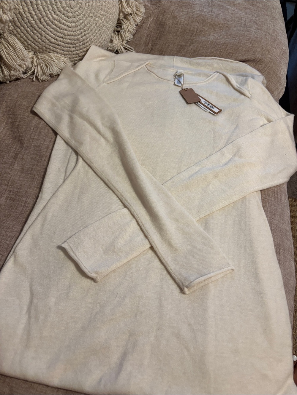 Cream Women's Lightweight Crewneck Sweater